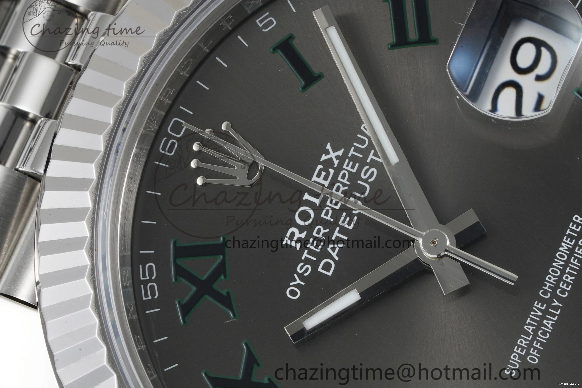 0410 DateJust 41 SS Fluted Bezel KING 1:1 Best Edition 904L Steel Gray Green Roman Dial on Jubilee Bracelet VR Contemporary 2204